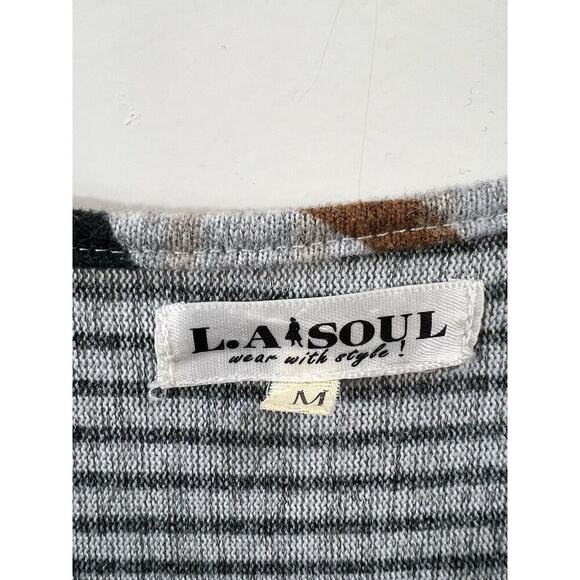 LA Soul Womens Knit Dress Size M Cat Lady Novelt Print Stripes Multicolor Office - Picture 4 of 9